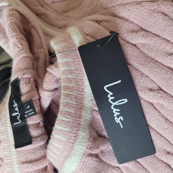 Lulu's Sweater Dress Bodycon Womens Cable Knit Large Pink Long Sleeve - Picture 6 of 9